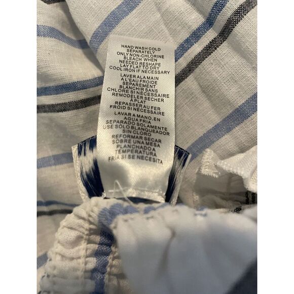 Tommy Bahama Women's Off The Shoulder Linen Stripe MIDI Dress Fringe Hem Medium - Picture 6 of 8